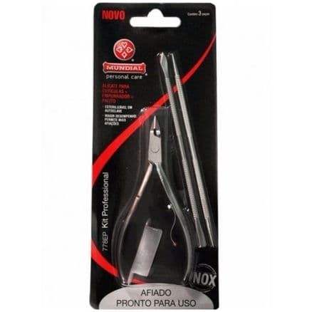 Alicate Mundial Para Cuticula + Empurrador + Palito 778ep Professional