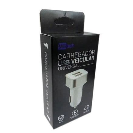 Carregador Veicular Universal MB Tech 2 Saídas USB - Portal do Médico