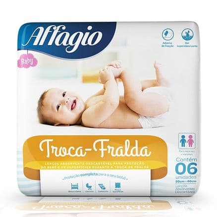 Lençol Absorvente Descartável Affagio Troca-Fralda 6 Unidades - Portal do Médico