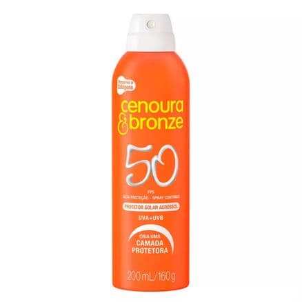 Protetor Solar Cenoura &amp; Bronze FPS 50 Aerosol 200ml - Portal do Médico