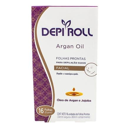 Depilador DepiRoll Argan Oil Cera Fria Facial Folhas Prontas