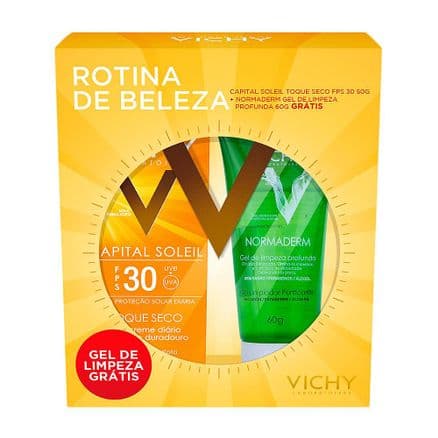 Protetor Solar Vichy Capital Soleil Toque Seco FPS 30 Gel 50g + Normaderm Gel de Limpeza Vichy 60g