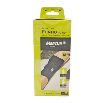 Órtese Curta para Punho Com Tala Mercur Mão Esquerda M Preto