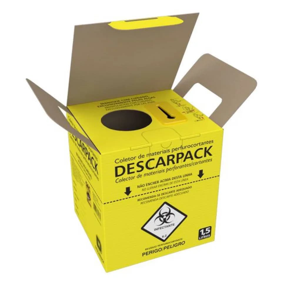 Caixa Coleta Mat Perfuro-Cortante 1,5 Litros