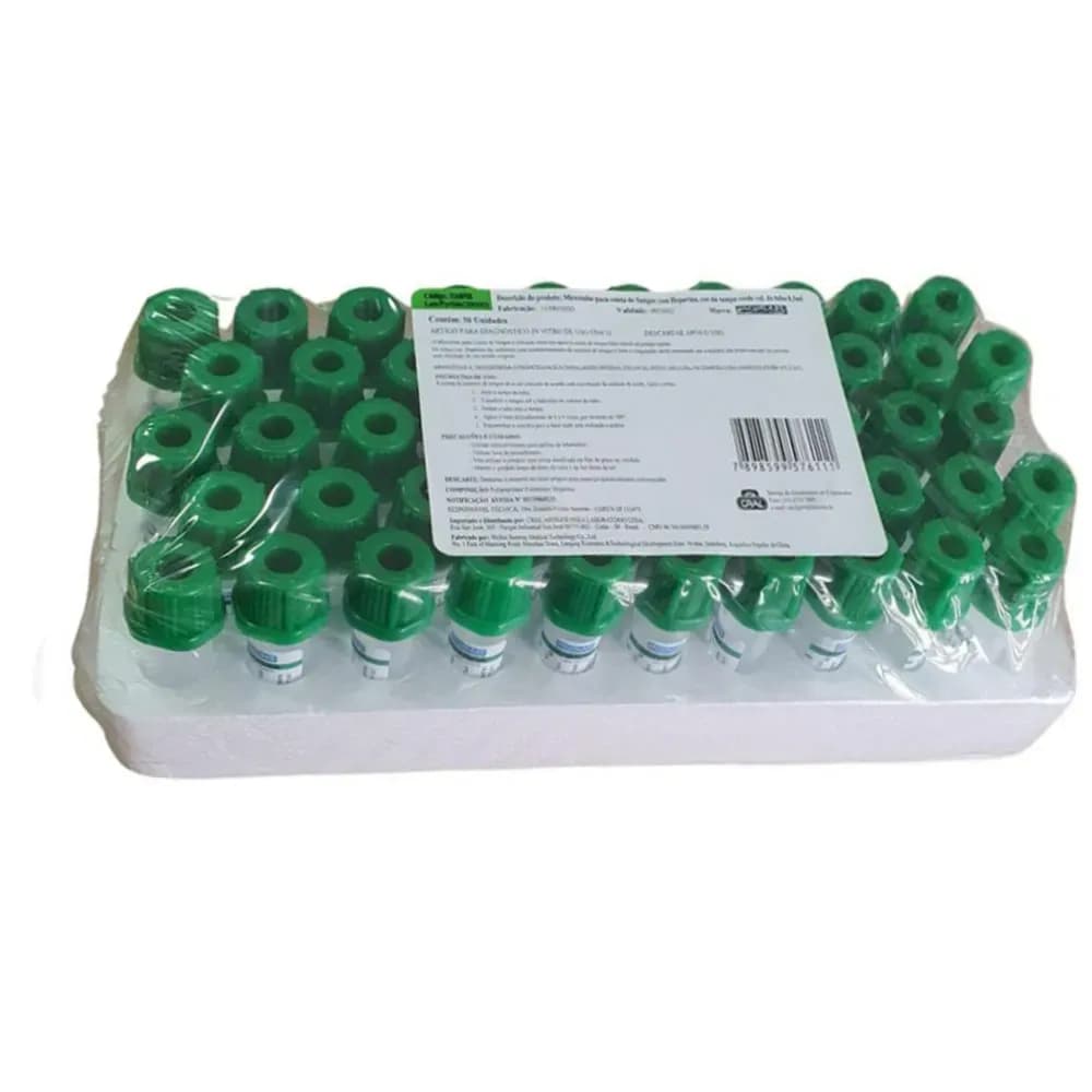 MICROTUBO COLETA SANGUE C/HEPARINA VOL/05ML 50UN CRALPLAST