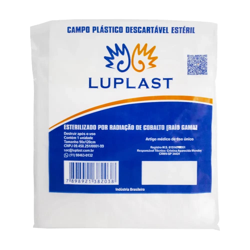 CAMPO PLÁSTICO ESTÉRIL PROTETOR TAM 90X120CM LUPLAST