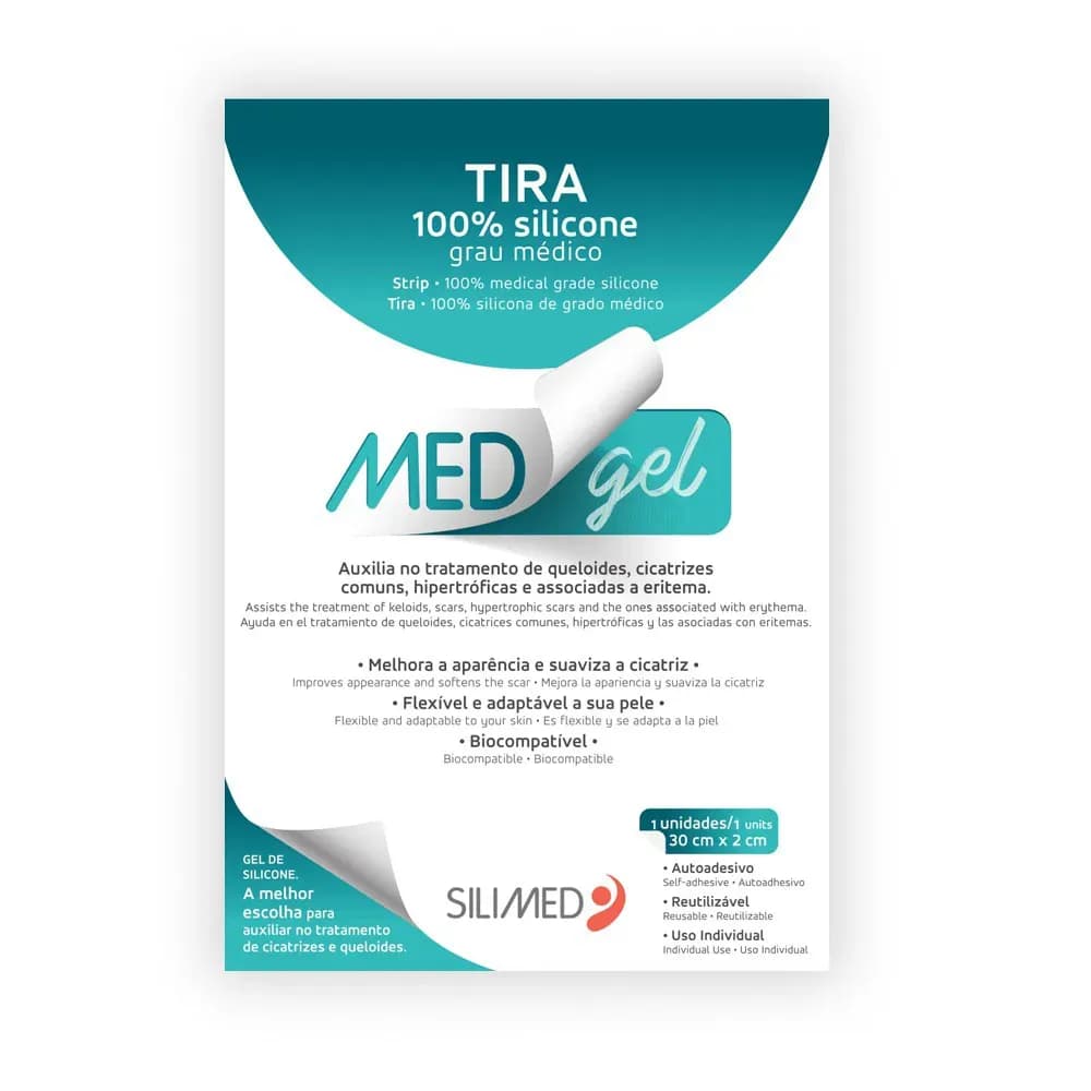 TIRA SILICONE CICATRIZANTE E QUELOIDES C/1UN 30X2CM SILIMED