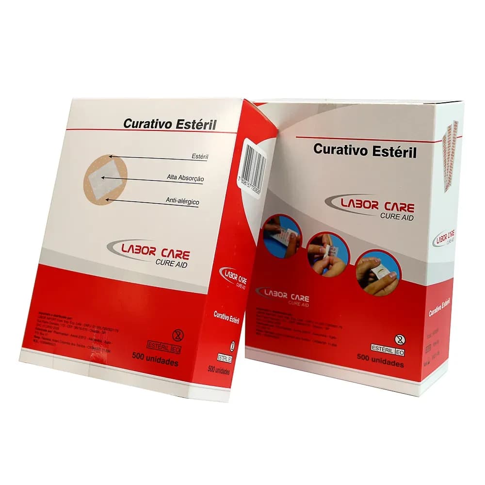 CURATIVO ADESIVO PÓS COLETA PUNÇÃO VENOSA CURE AID COR BEGE 500UN LABOR IMPORT