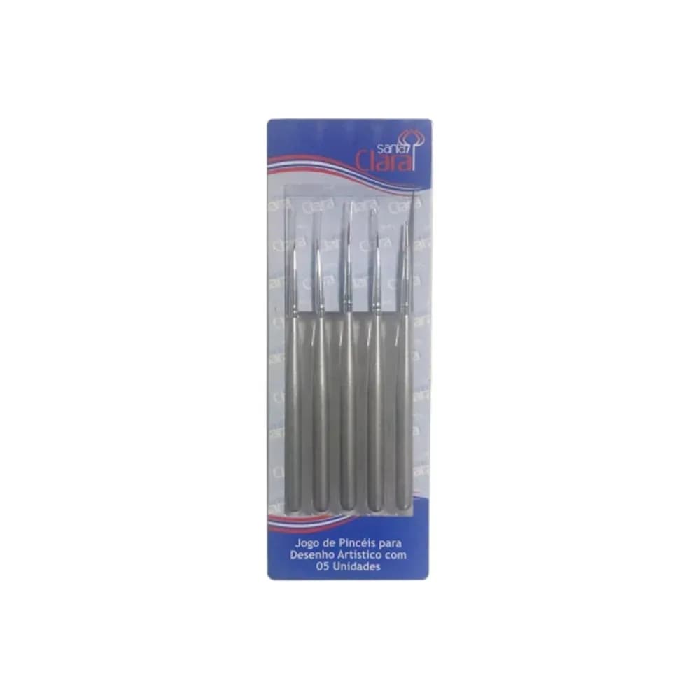 KIT PINCEL PARA DESENHO E DECORAÇÃO DE UNHA 5UN SANTA CLARA