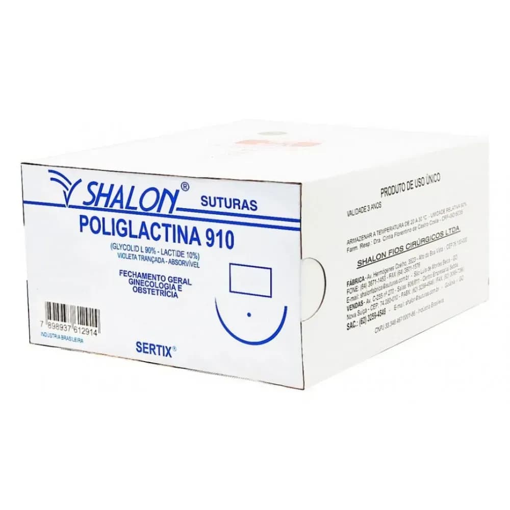 Fio de Sutura Poliglactina 910 Violeta 5-0 com Agulha 36 Unidades - Shalon