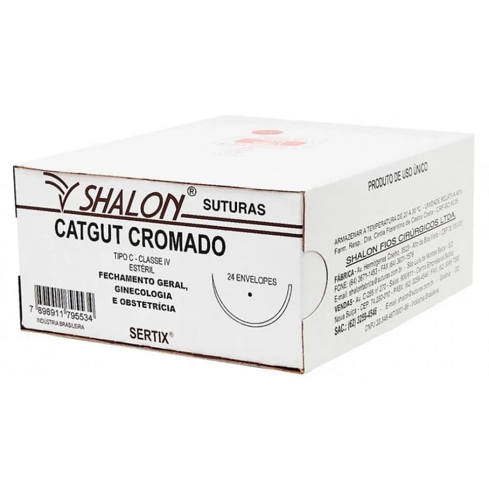 Catgut Cromado (Sem Agulha) 12 Unidades - Shalon