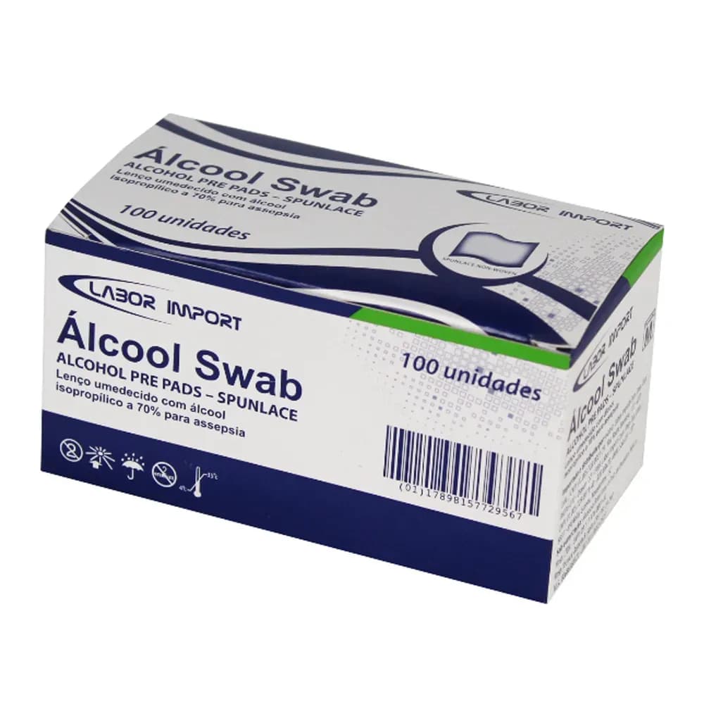 LENÇO UMEDECIDO COM ÁLCOOL 70% SWAB C/100UN LABOR IMPORT