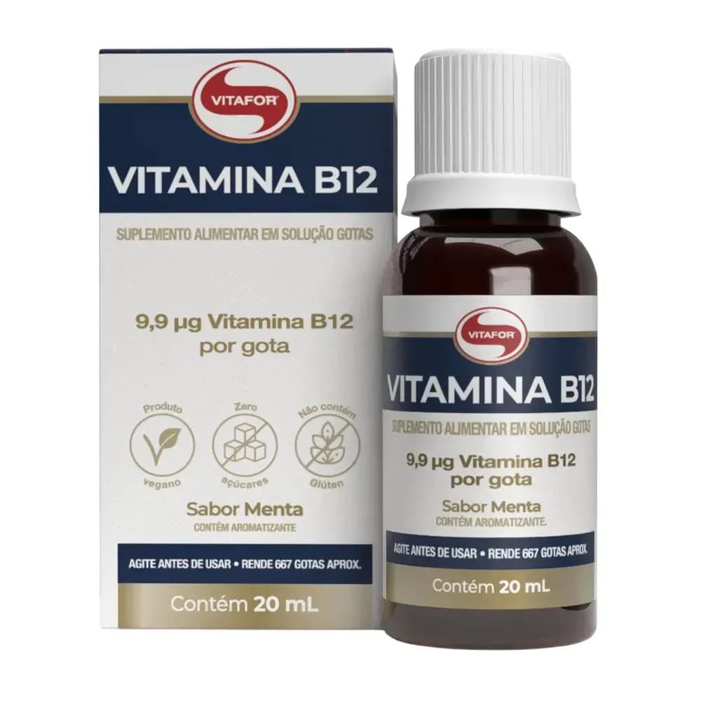 VITAMINA B12 ALTA CONCENTRAÇÃO SABOR MENTA EM GOTAS 20ML VITAFOR