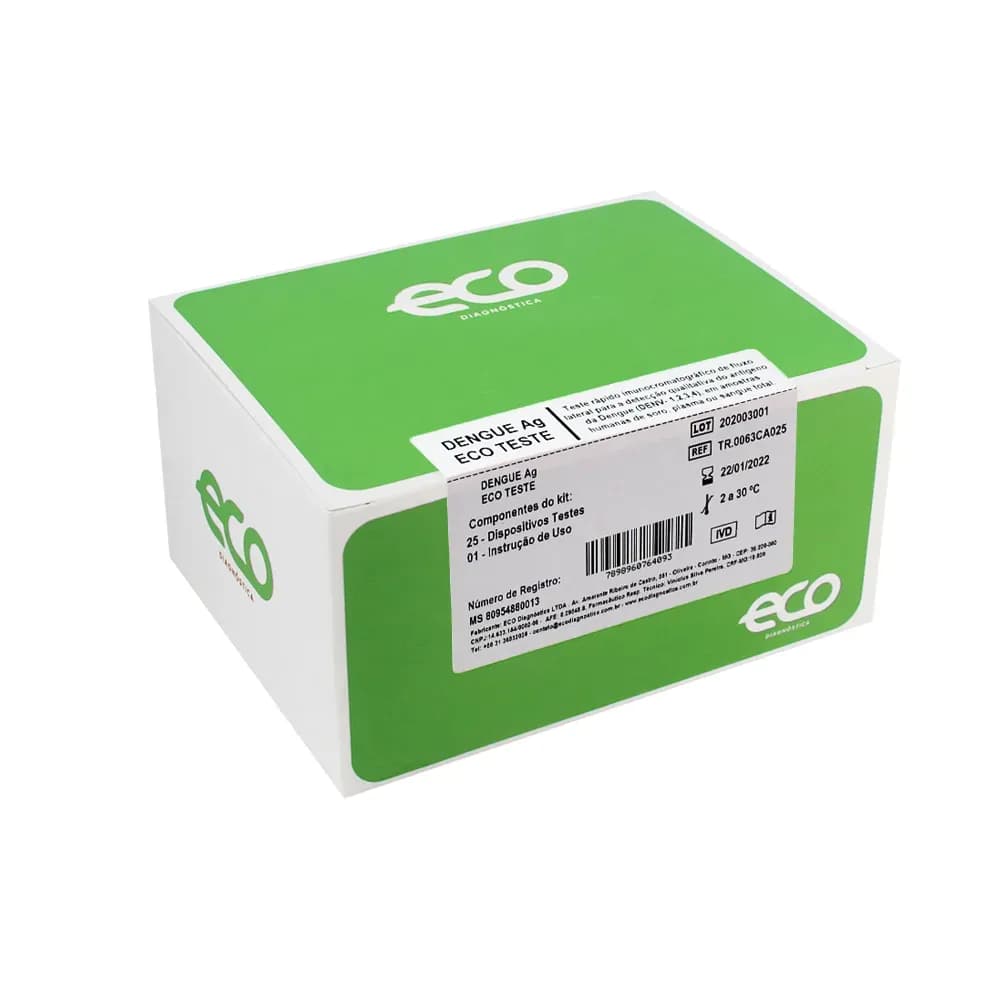 KIT PARA DENGUE AG C/25 TESTES ECO DIAGNÓSTICA