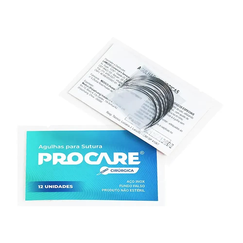 AGULHA PARA SUTURA CORTANTE TRIANGULAR B-3/8 C/12 PROCARE