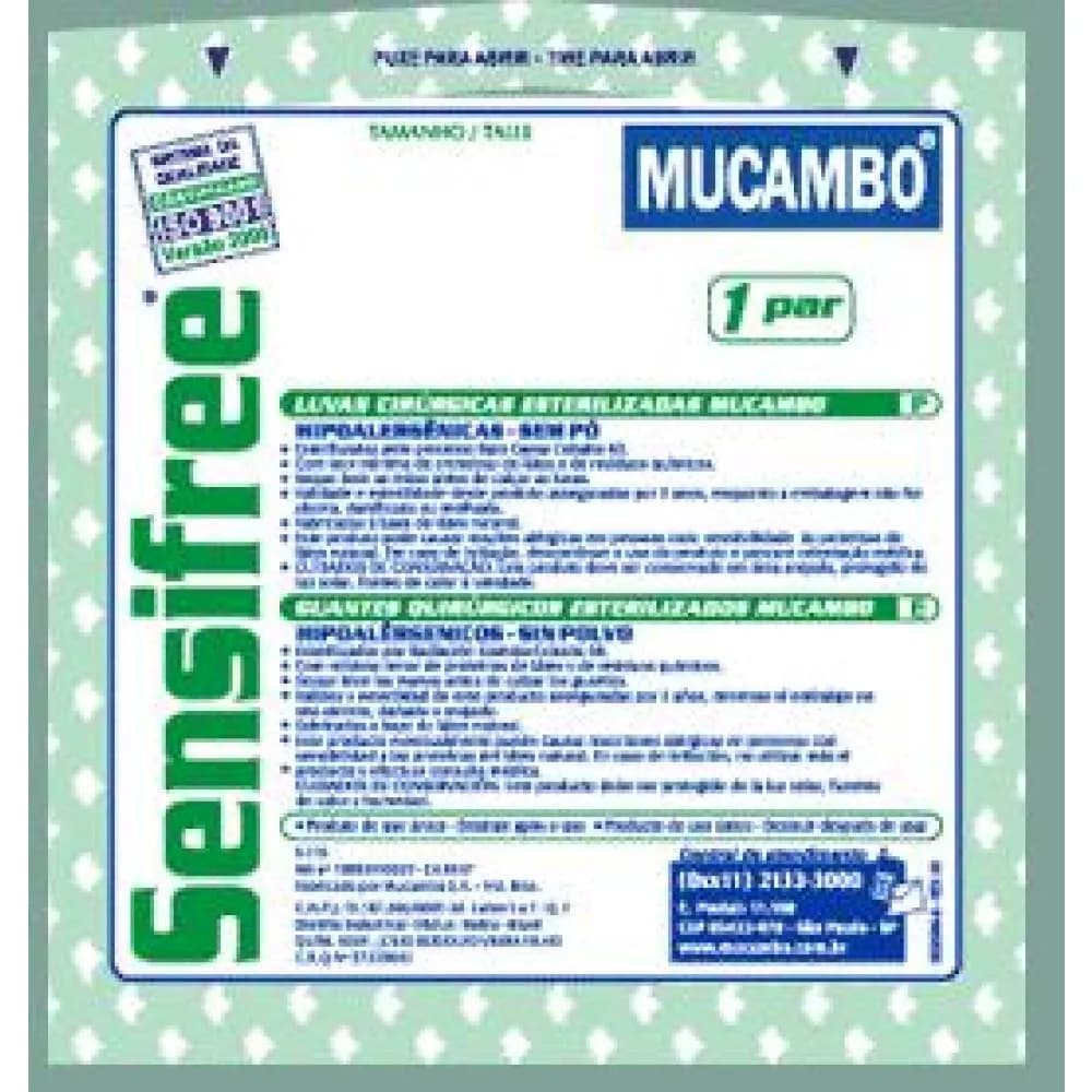 Luva Cirúrgica Estéril Sensifree (Sem talco) - MUCAMBO