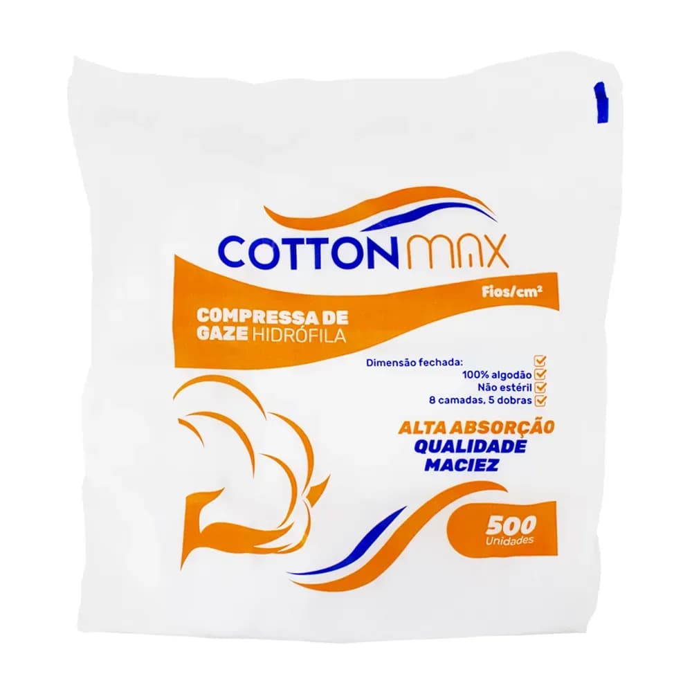 COMPRESSA DE GAZE 7,5X7,5CM N/EST 500UN COTTONMAX ERIMAX