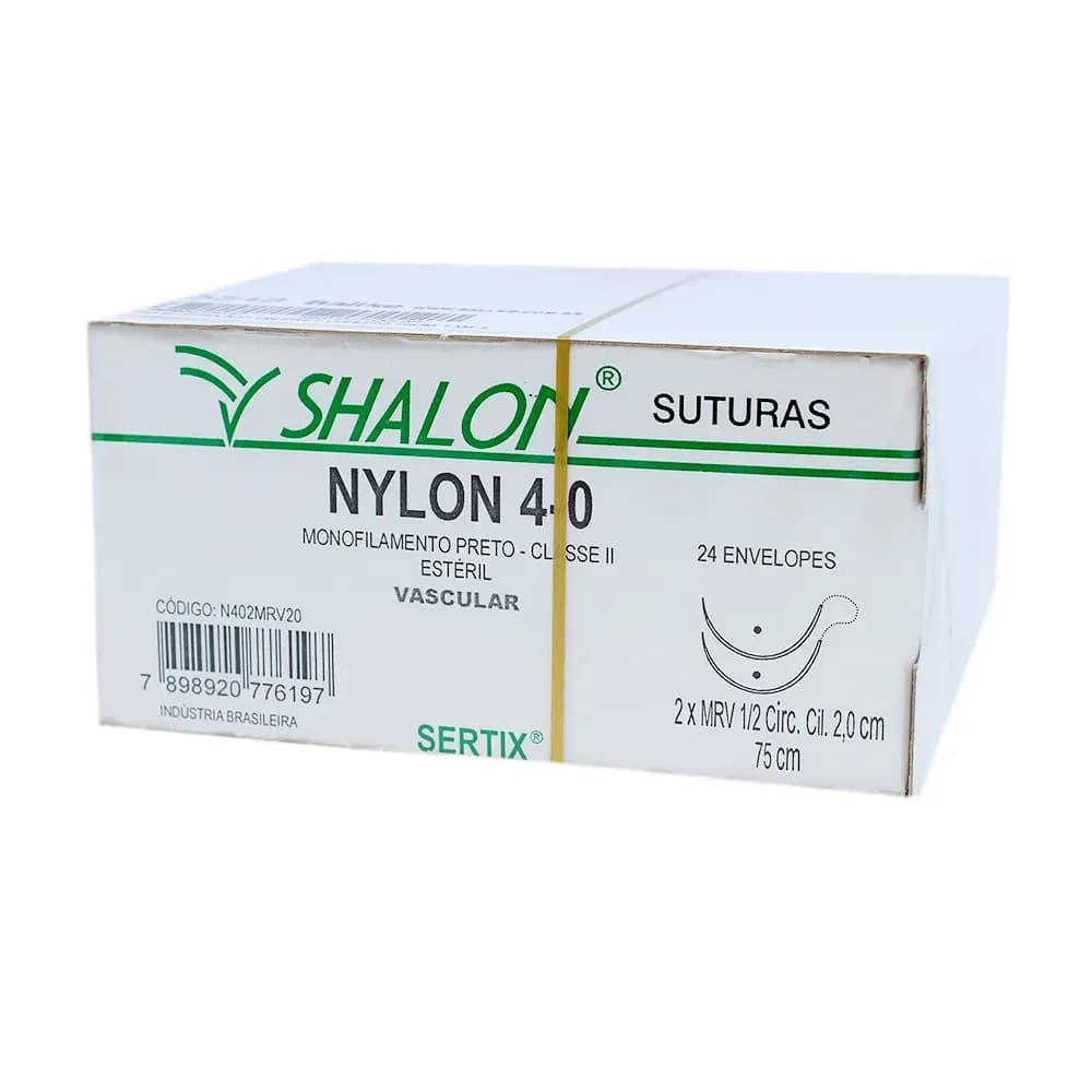 FIO SUTURA NYLON PRETO CIRURGIA VASCULAR 24UN SHALON