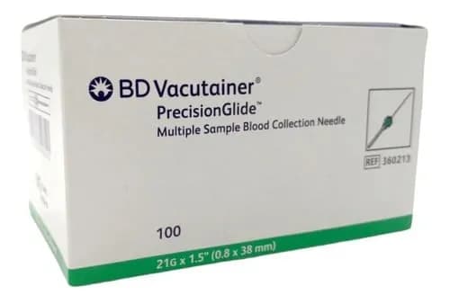 Agulha Descartável para Coleta de Sangue a Vácuo com 100 Unidades - BD