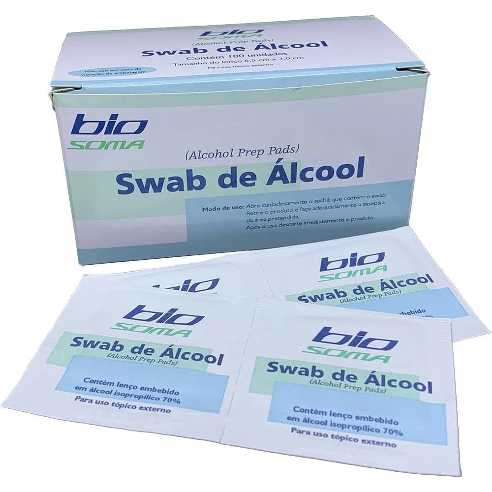 Álcool Swab 70% (Álcool Isopropílico para assepsia) 100 unidades - Sterilance