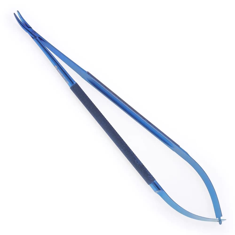 Porta Agulha Castroviejo 22 cm Curvo s/Trava Titânio