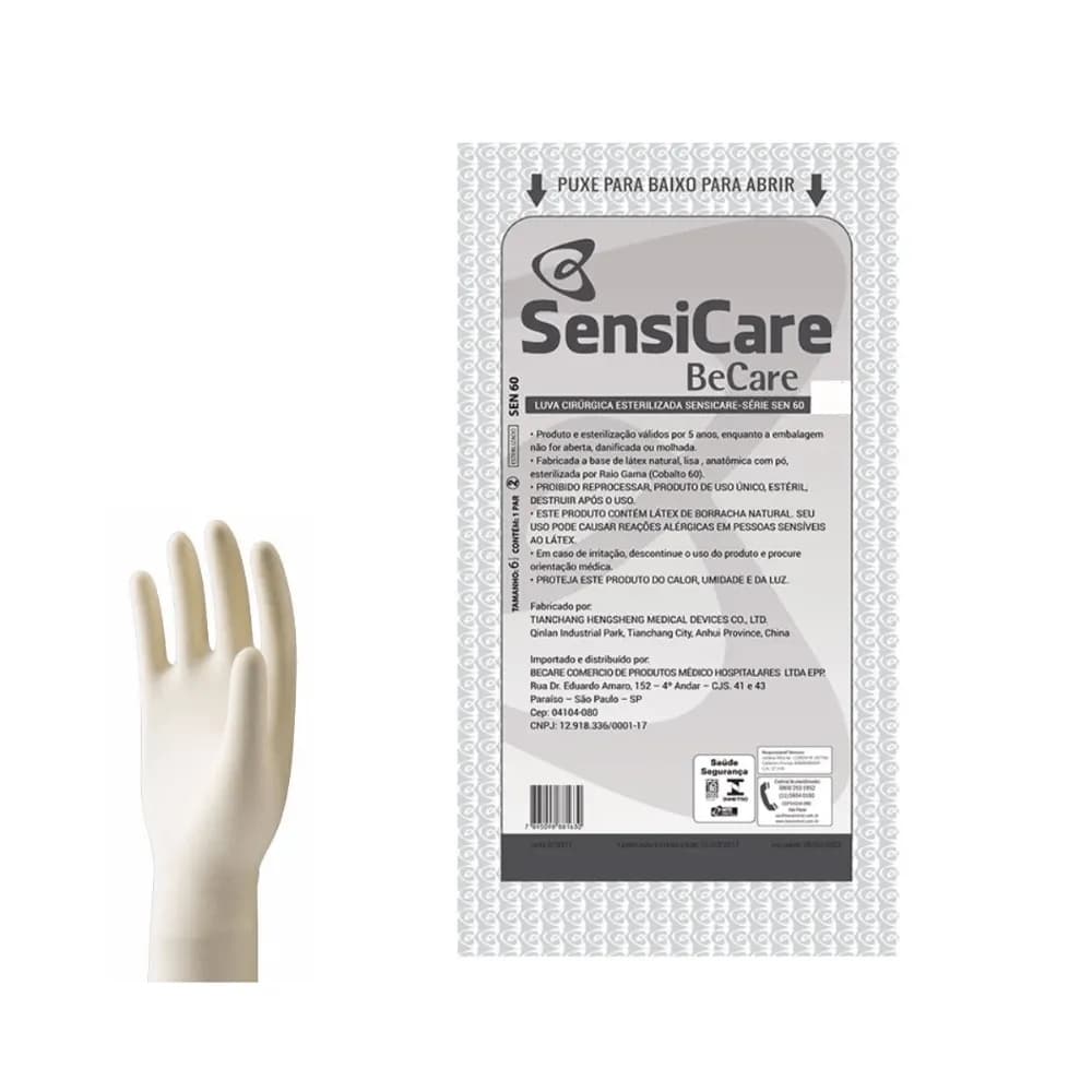 Luva Cirúrgica Estéril 7,0 C/PO Sensicare C/200 PARES