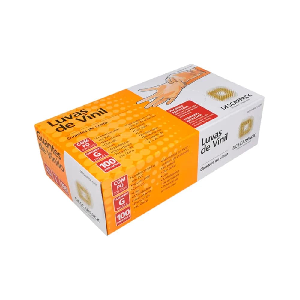 Luva Procedimento Vinil c/ talco Descarpack c/ 100 - Tam. P