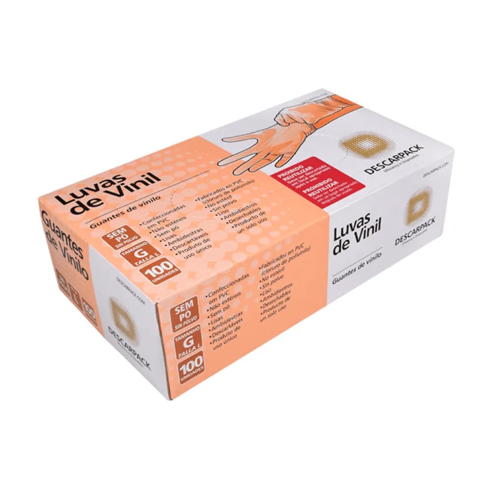 Luva Procedimento Vinil s/ talco Descarpack c/ 100 - Tam. G