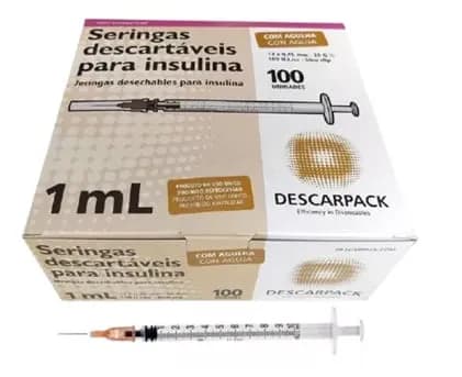 Seringa Descartável 1mL Com Agulha 13x4,5 com 100 Unidades
