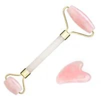Rolo Massageador de Quartzo Rosa + Guasha - Smart GR