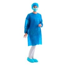 Avental Descartável Manga Longa 40G Azul Marinho