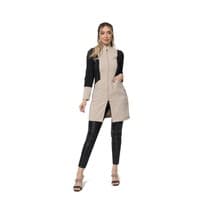Jaleco Feminino Heloisa Bege com Preto Plus Size - Dana