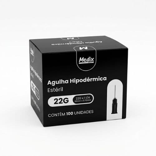 Agulha Descartável Hipodérmica 30 X 0,70 mm (22g X 1 1/4) Com 100 Unidades Medix