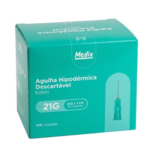 Agulha Descartável Hipodérmica 30 X 0,80 Mm (21g X 1 1/4) - 100 Unidades - Medix