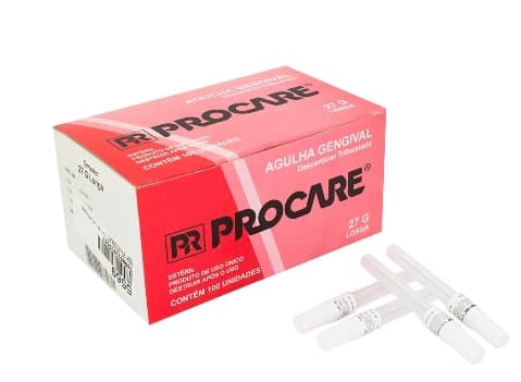 Agulha Gengival 27g Longa Caixa Com 100 Unidades - Procare