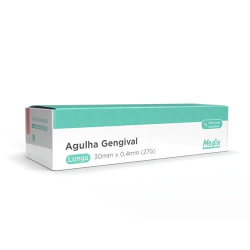 Agulha Gengival 30mm X 0,4mm (27G Longa) - 100 Unidades - Medix