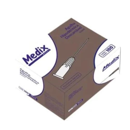 Agulha Descartável Hipodérmica 13 X0,45mm Com 100 Unidades Medix