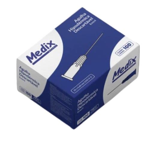 Agulha Descartável Hipodérmica 25 X 0,60mm com 100 Unidades Medix
