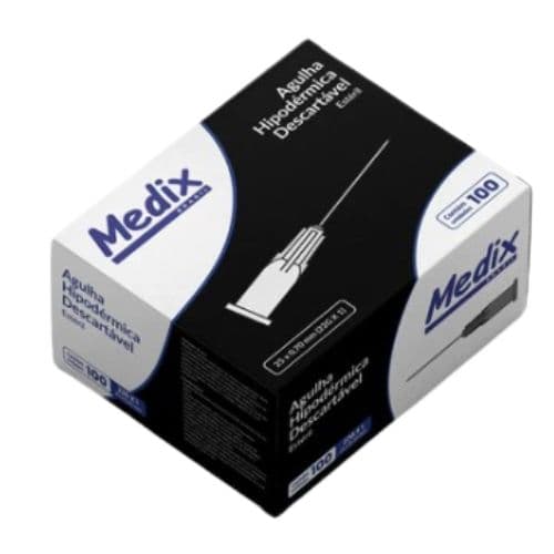 Agulha Descartável Hipodérmica 25 X 0,70mm Com 100 Unidades Medix