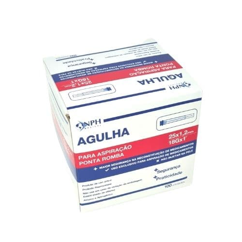Agulha Para Aspiração Ponta Romba 25 X 1,2 mm Caixa Com 100 Unidades