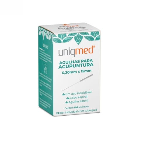 Agulhas para Acupuntura 0,20x15mm - 100 Unidades - Uniqmed