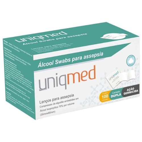 Álcool Swabs para Assepsia - 100 Unidades - Uniqmed