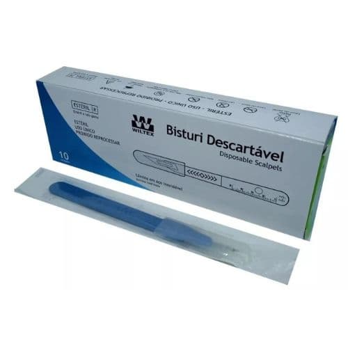 Bisturi Descartável com Cabo Nº 12 - 10 Unidades - Wiltex