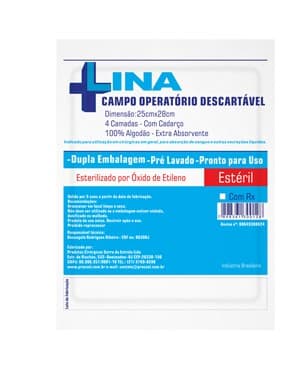 Campo Operatório Estéril 25X28 com Fio Radiopaco com 5 Unidades - Lina