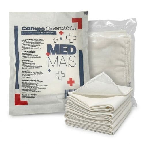 Campo Operatório Estéril com Fio Radiocopaco 25cm x 28cm - Pacote com 5 Unidades - MedMais