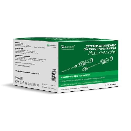 Cateter Intravenoso Com Dispositivo de Segurança Med 22G X 25mm Caixa com 100 Unidades