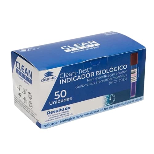 Clean Test 3h Indicador Biológico para Esterilização a Vapor - 50 Unidades - Clean Up