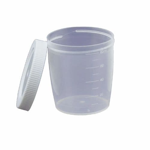 Coletor sem Pá Não Estéril À Granel 80 ml Translucido Tampa Branca