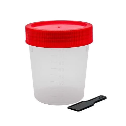 Coletor Universal Tampa de Rosca Vermelha Com Pá 80ml Estéril Saraplast