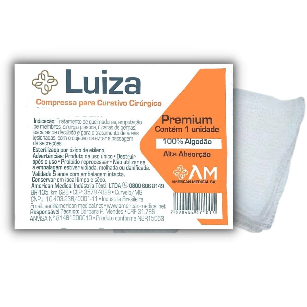 Compressa de Gaze para Curativo Cirúrgico 10 x 15cm Luiza - Amed S/A
